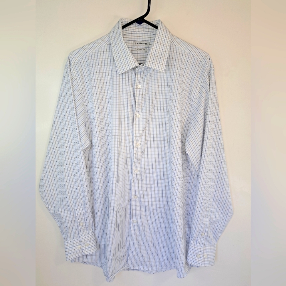 Men's J.M. Haggar Classic Fit Shirt Long Sleeve Button Down Tattersall